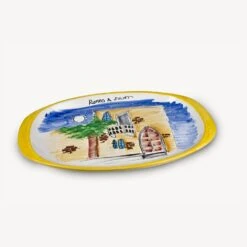 Memoritaly Handmade Painted Tray Romeo & Juliet And Glasses City Set (6 PCS Of Glass)