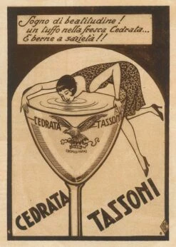 AcquaCedro Tassoni (2 X 200 Cl) Historic Italian Drink -Food Series Store Latta donna bicchiere seppia