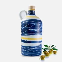 Sorrento Navy Blue Dolceterra Olive Oil Handmade Painted: Hand-Painted Olive Oil Elegance From Sorrento