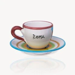 "Roma" - Hand-painted Espresso Cup (2 Cups) -Food Series Store ROMA retro