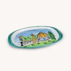 Memoritaly Handmade Painted Tray Firenze And Glasses City Set (6 PCS Of Glass)