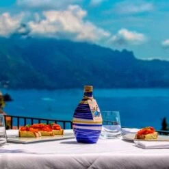 Sorrento Navy Blue Dolceterra Olive Oil Handmade Painted: Hand-Painted Olive Oil Elegance From Sorrento -Food Series Store olio