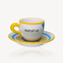 "Portofino" - Hand-painted Espresso Cup (2 Cups) -Food Series Store portfino retro