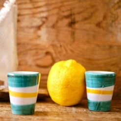 Dolceterra N°2 Handmade 'Stripy Of Sorrento' Terracotta Glasses -Food Series Store stripe glasses 35d96f32 c411 4074 a5d8 7afcec3a5b1e